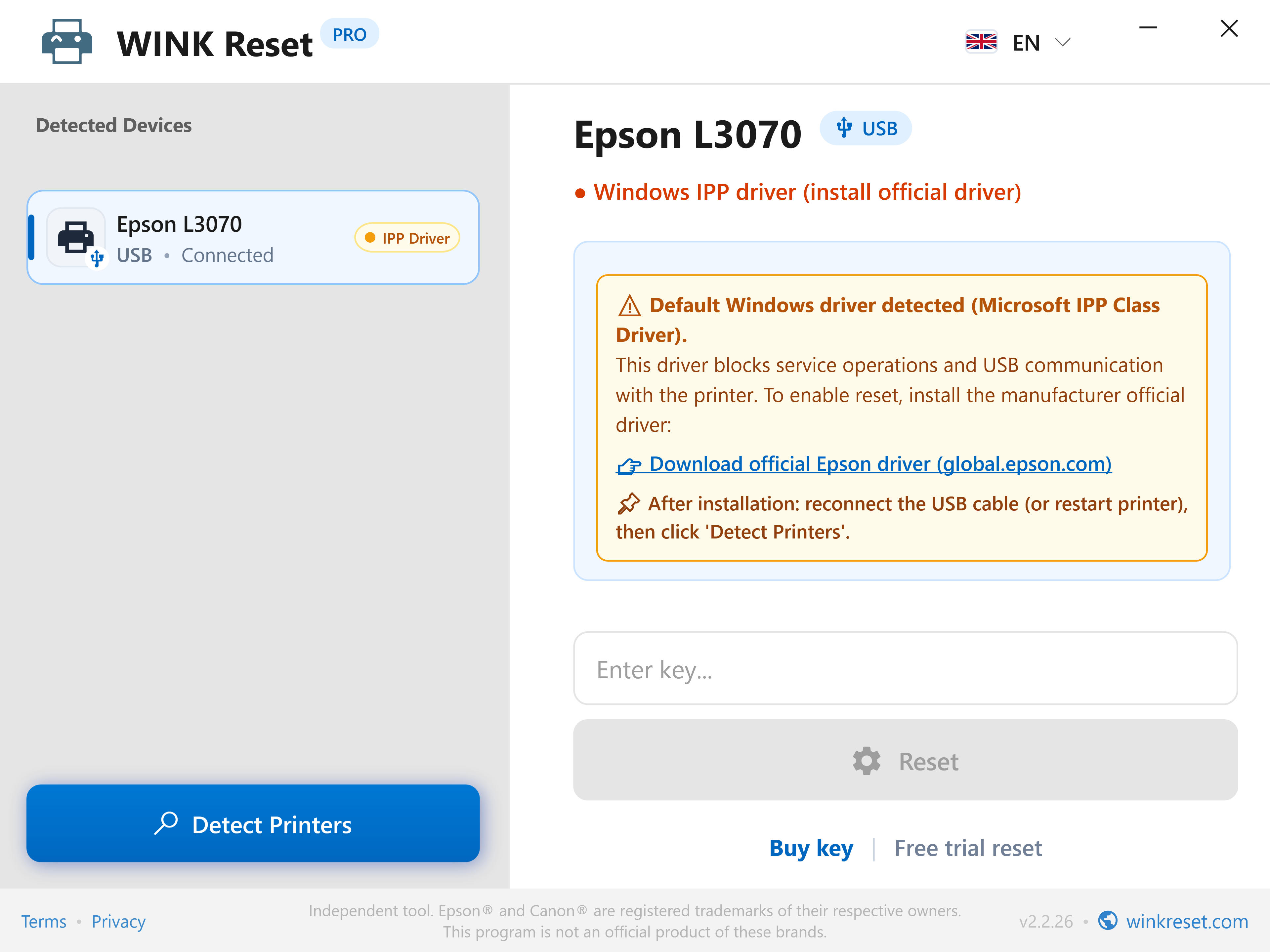 Dedicated Driver Installation Assistance - WINK Reset PRO (EN)