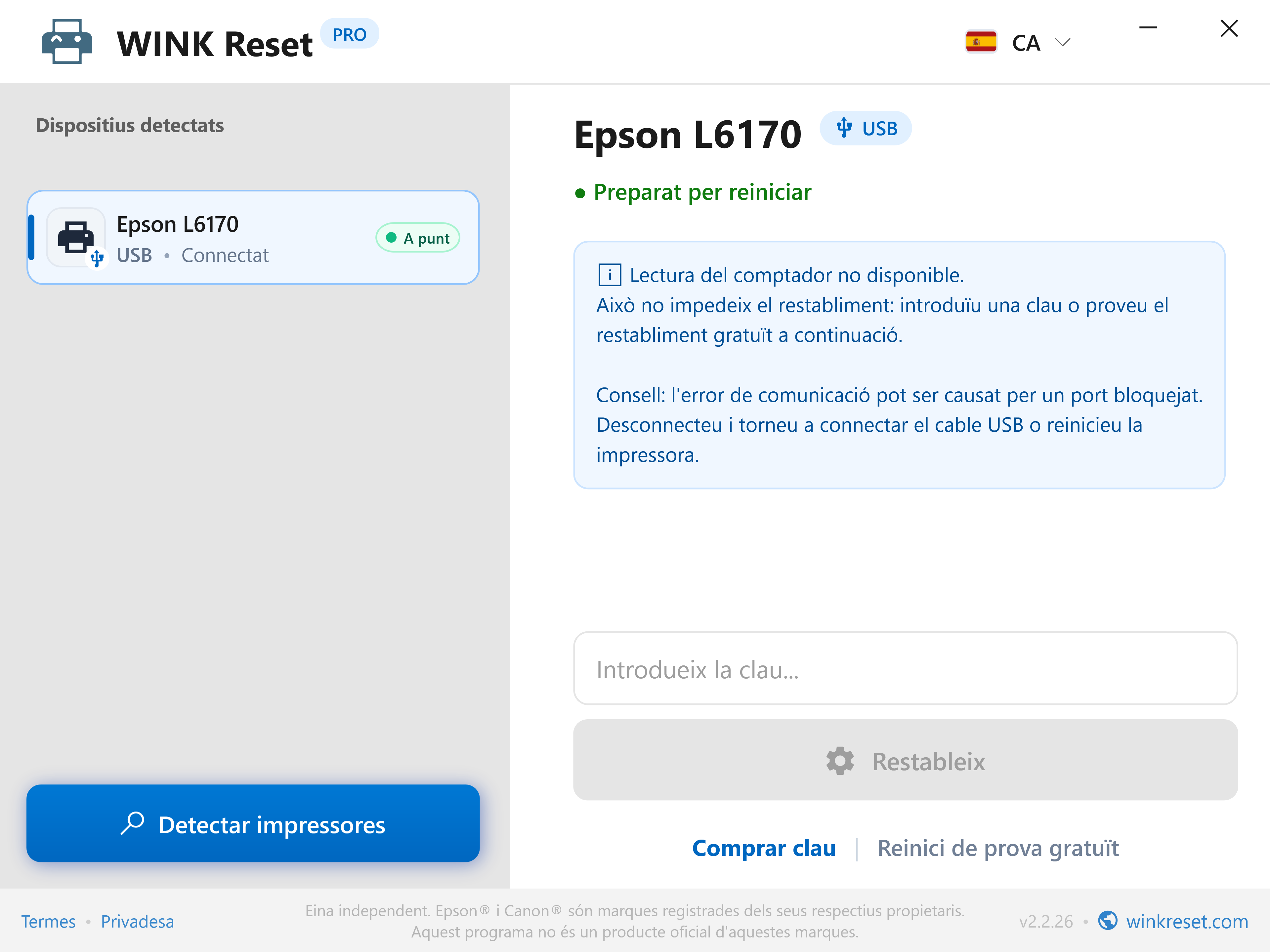 Distinció: Caixa de manteniment (Maintenance Box) vs. Coixinet de tinta residual intern - WINK Reset PRO (CA)