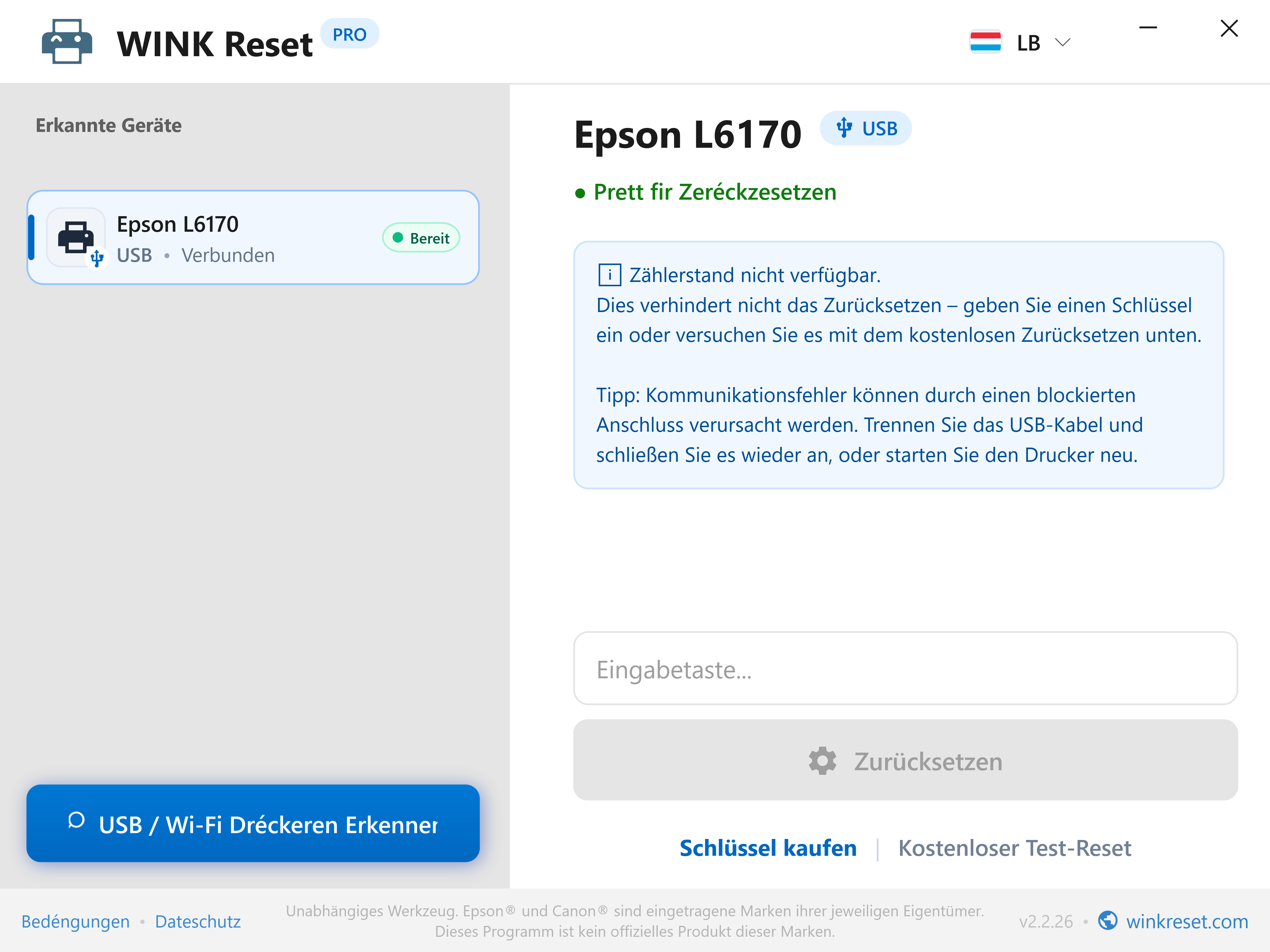 Ënnerscheed: Maintenance Box vs. interne Reschttëntentank - WINK Reset PRO (LB)