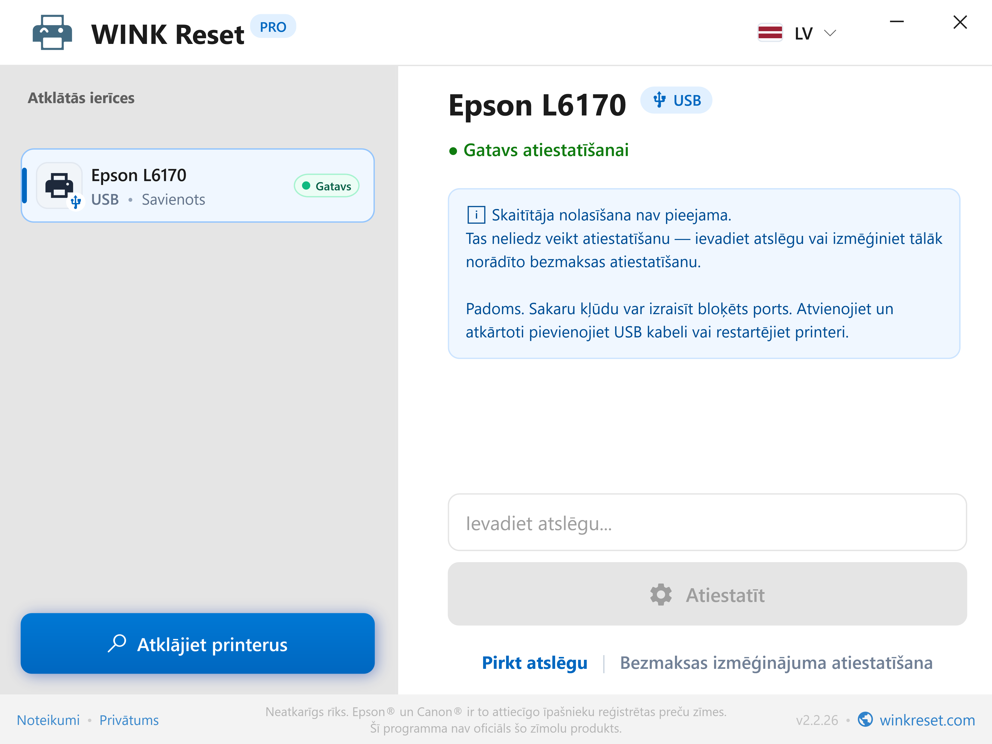Nošķīrums: Apkopes kasetne (Maintenance Box) pret iekšējo tintes absorbētāju - WINK Reset PRO (LV)