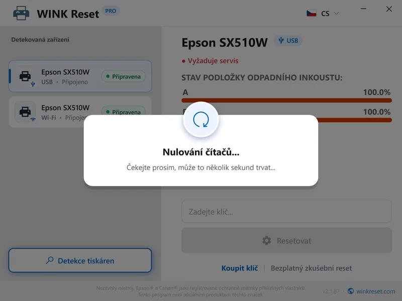 blikajici cervene kontrolky epson wic oprava cs