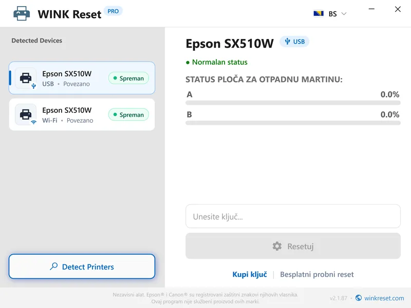 brojaci epson uspjesno resetovani na nulu