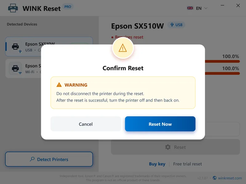 clear service required error wic confirm en