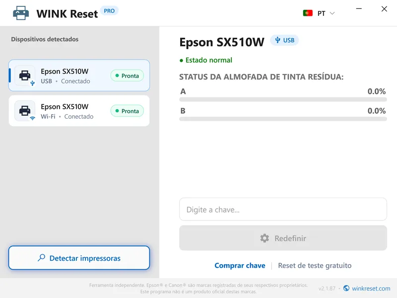 contadores almofadas epson zerados com sucesso