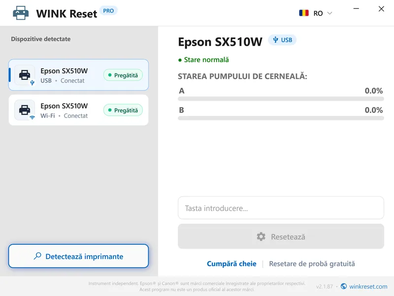 contoare burete cerneala epson resetate la zero