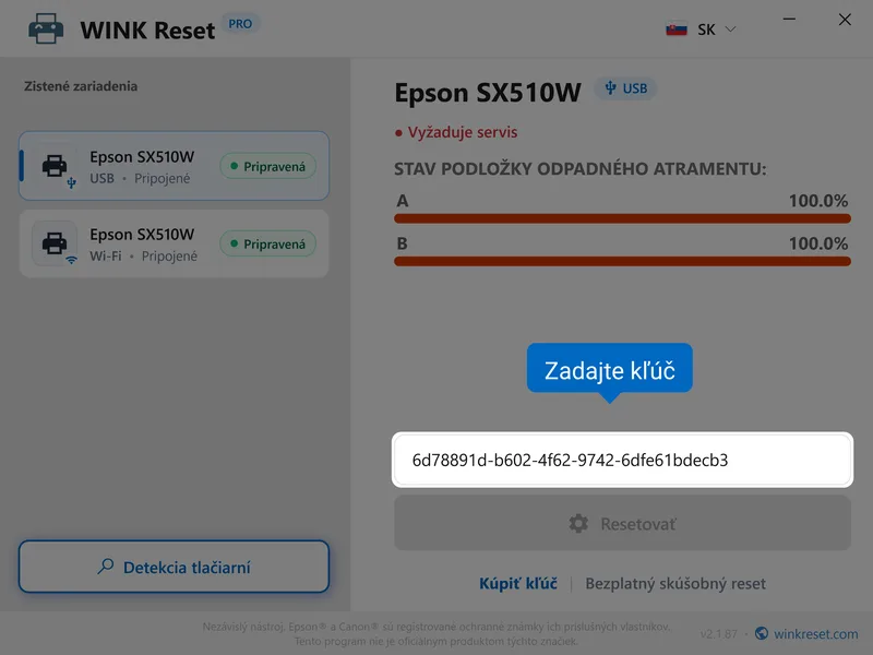 epson absorber atramentu wic zadat kluc sk