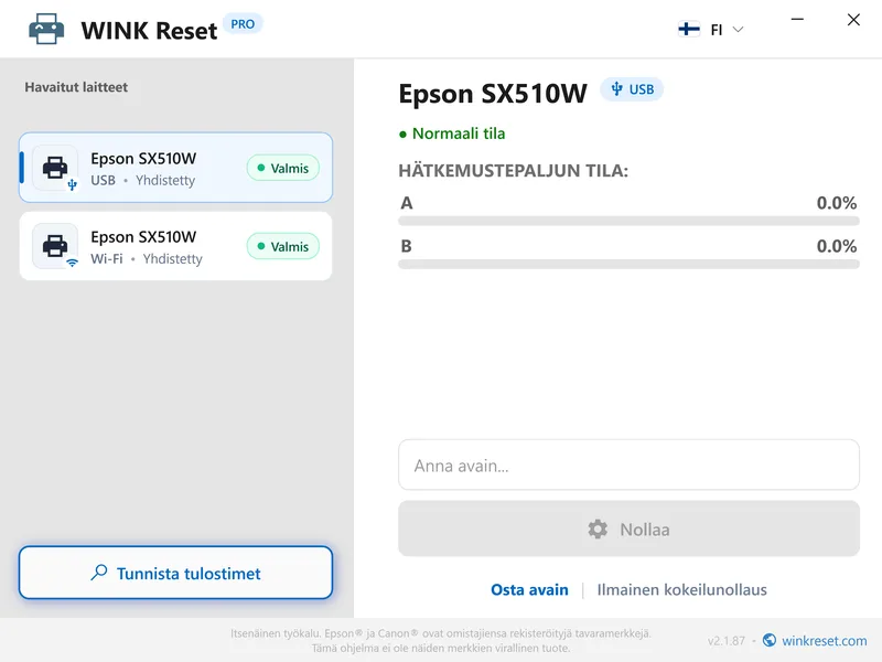 epson mustetyyny laskurit nollattu onnistuneesti