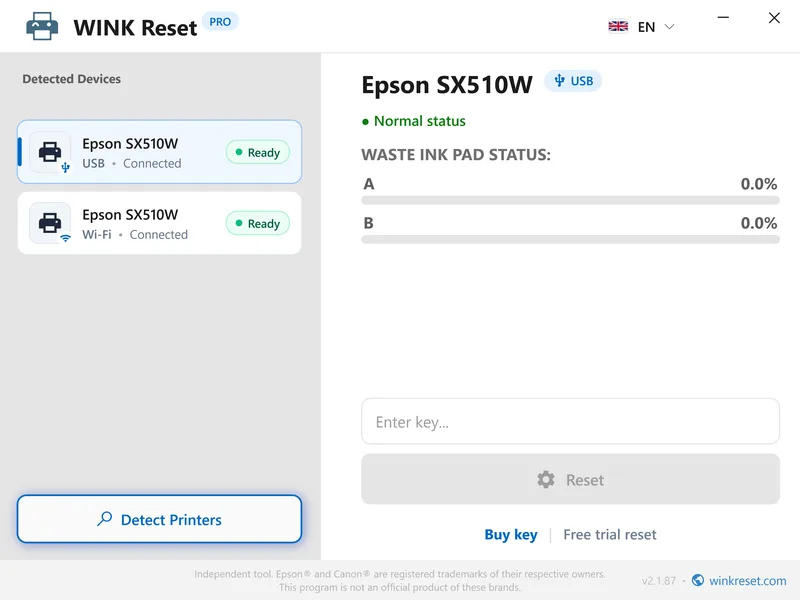epson waste ink pad counters successfully reset zero