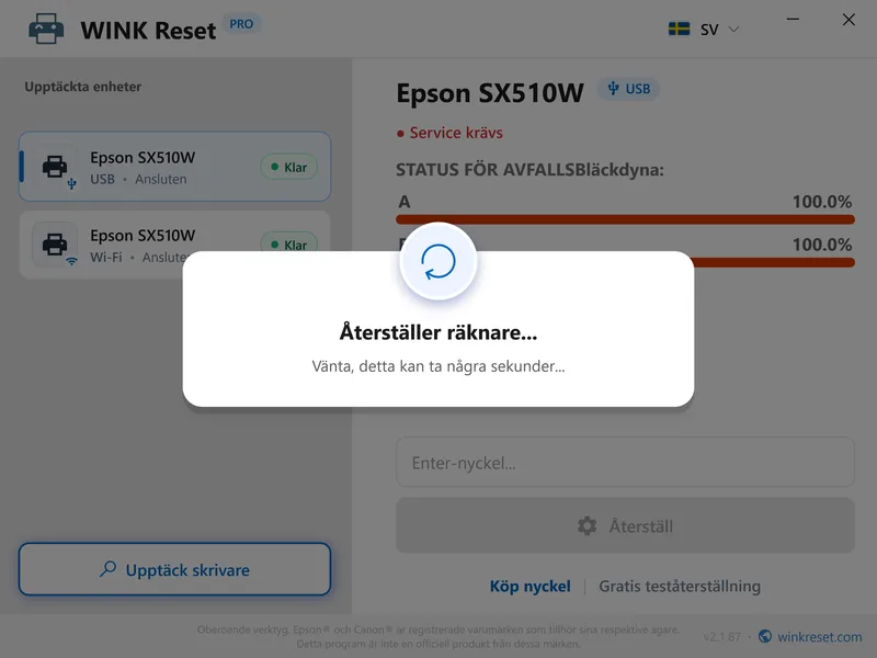 fixa blinkande roda lampor epson wic aterstallning sv