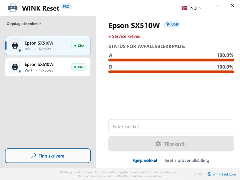 last ned gratis epson blekkpute tilbakestilling verktoy