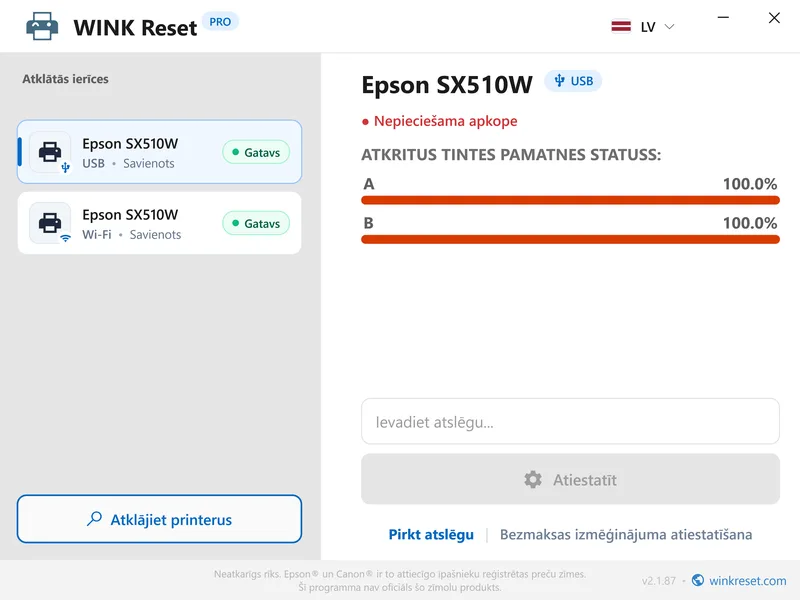 lejupieladet bezmaksas epson tintes spilventina atiestatisanas programmu