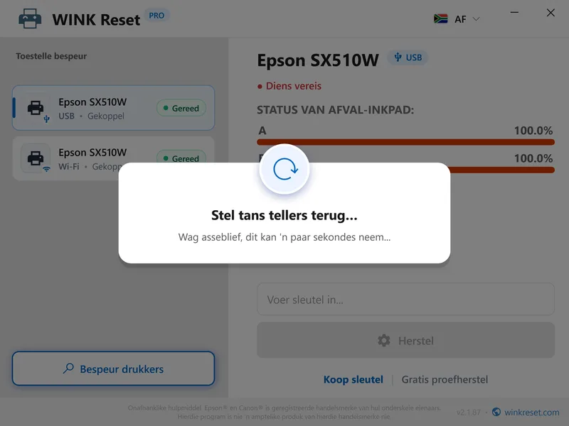 maak flitsende rooi ligte reg epson wic herstel af