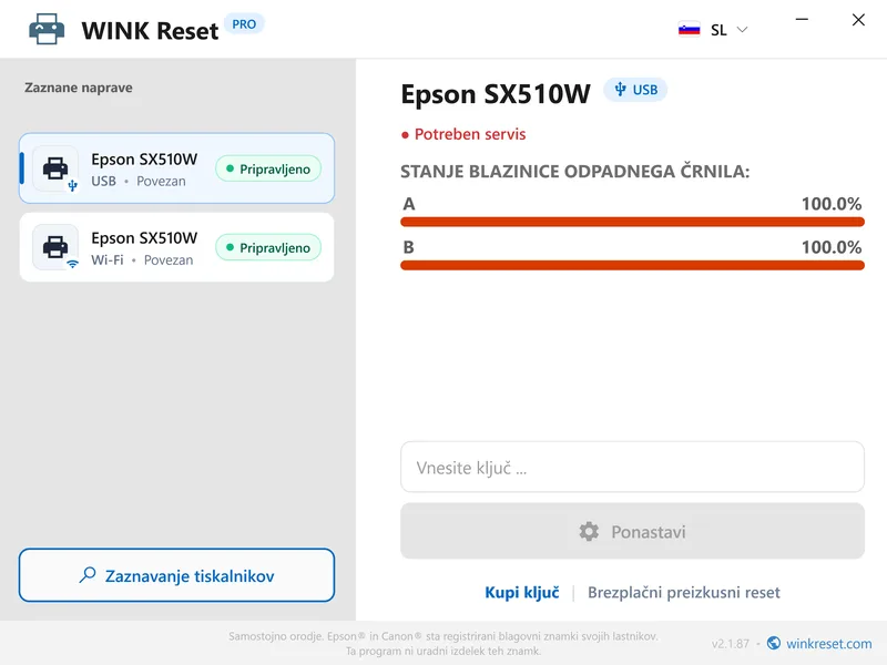 prenesi brezplacno program za ponastavitev blazinice epson