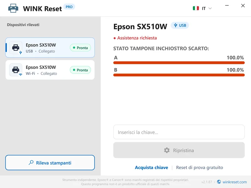 scarica gratis software reset tamponi inchiostro epson