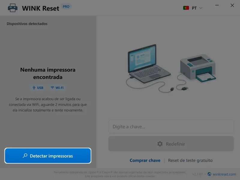 wink reset almofadas wic epson detectar impressora pt