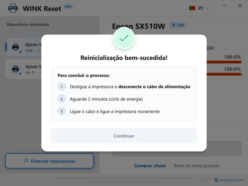 wink reset almofadas wic sucesso reiniciar pt