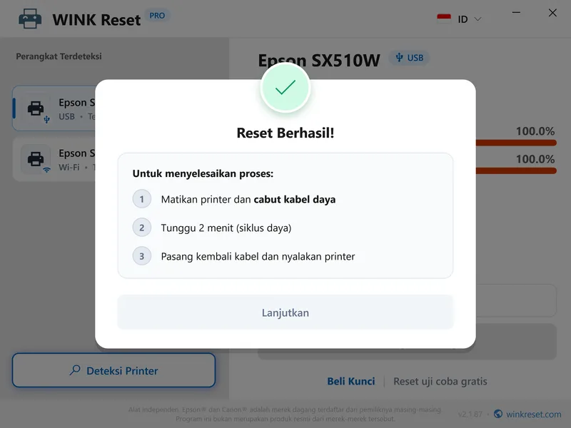 wink reset busa wic berhasil restart id