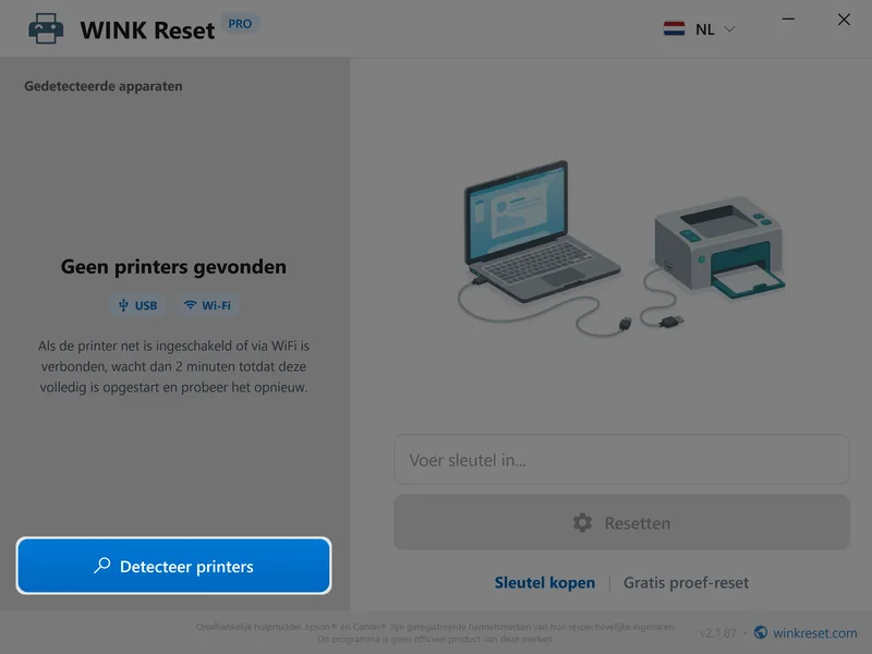 wink reset inktkussentje wic epson detecteren nl