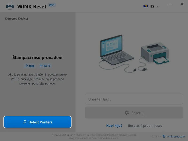 wink reset jastucic za tintu wic epson prepoznavanje pisaca bs