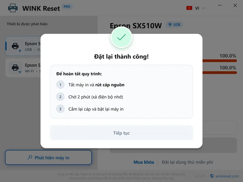 wink reset muc thai wic thanh cong khoi dong lai vi
