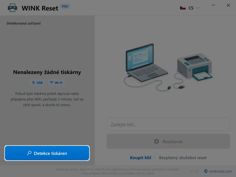 wink reset odpadni nadobka wic epson detekce cs