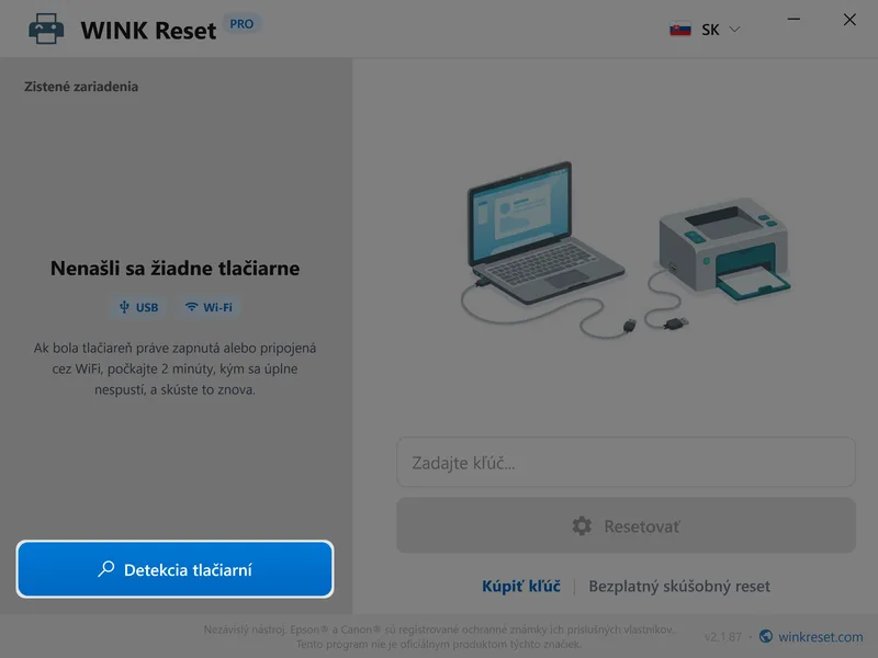 wink reset odpadova nadobka wic epson detekcia sk