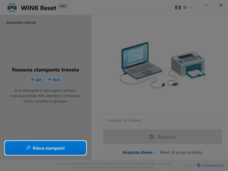 wink reset tamponi inchiostro wic epson rileva it