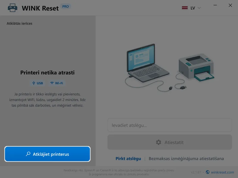 wink reset tintes spilventins wic epson atrast printeri lv