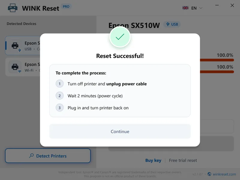 wink reset wic counter success restart en